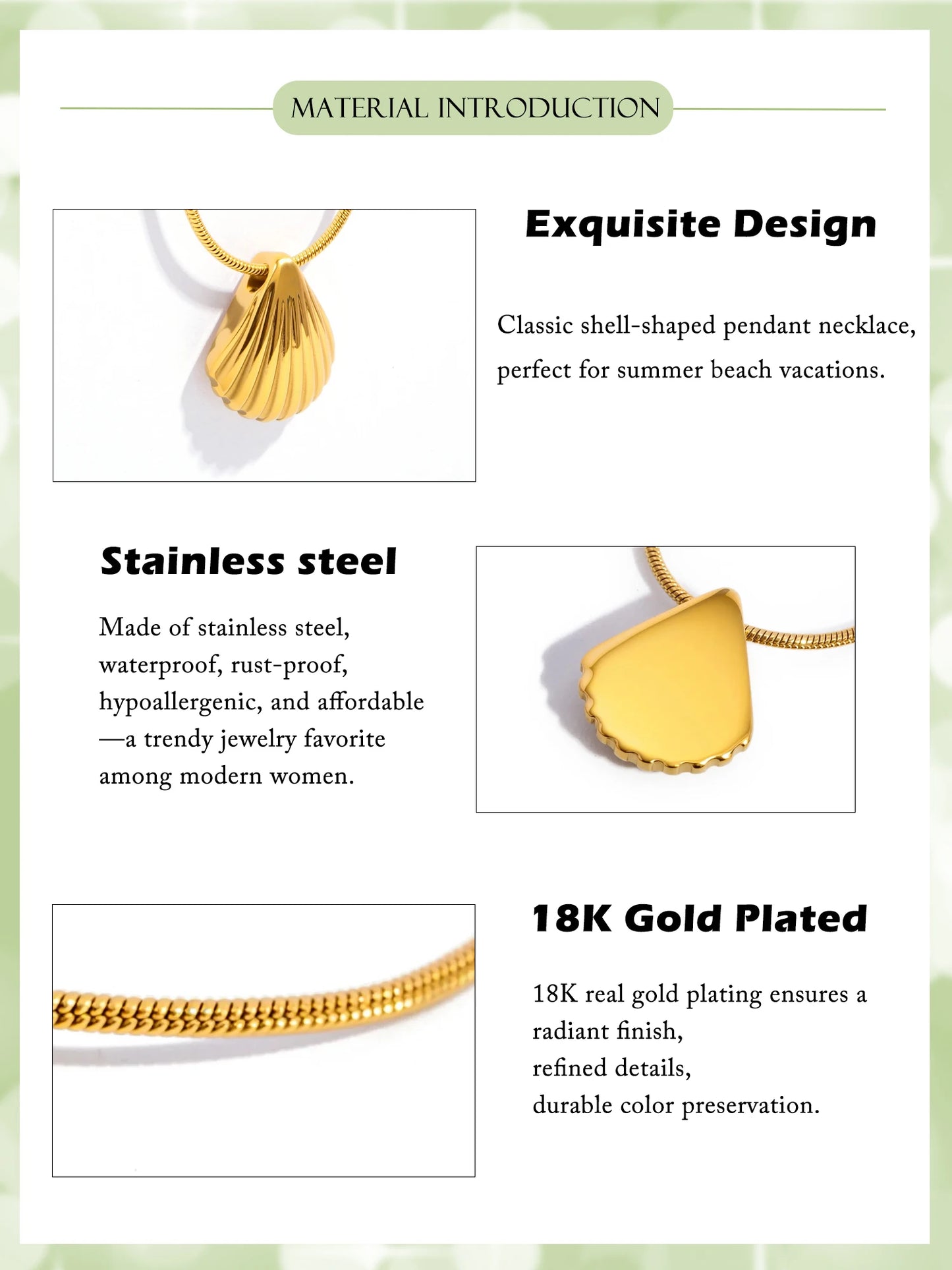 Seashell pendant necklace for women