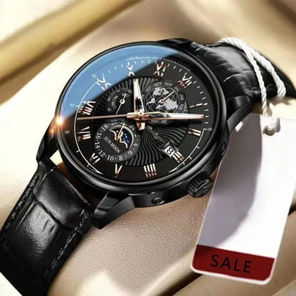 Stylish wristwatch, leather strap, available in different variations