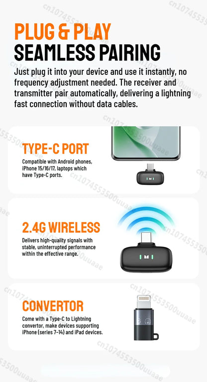 Monster N10 PRO Wireless Lavalier Microphone, 1 Receiver + 2 Transmitters