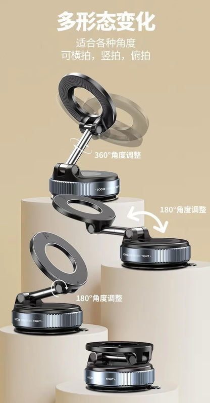 Magneettinen Auton Puhelinpidike – Tyhjiöimukuppi, Säädettävä Kulma, Ei Työkaluja – Navigointiin