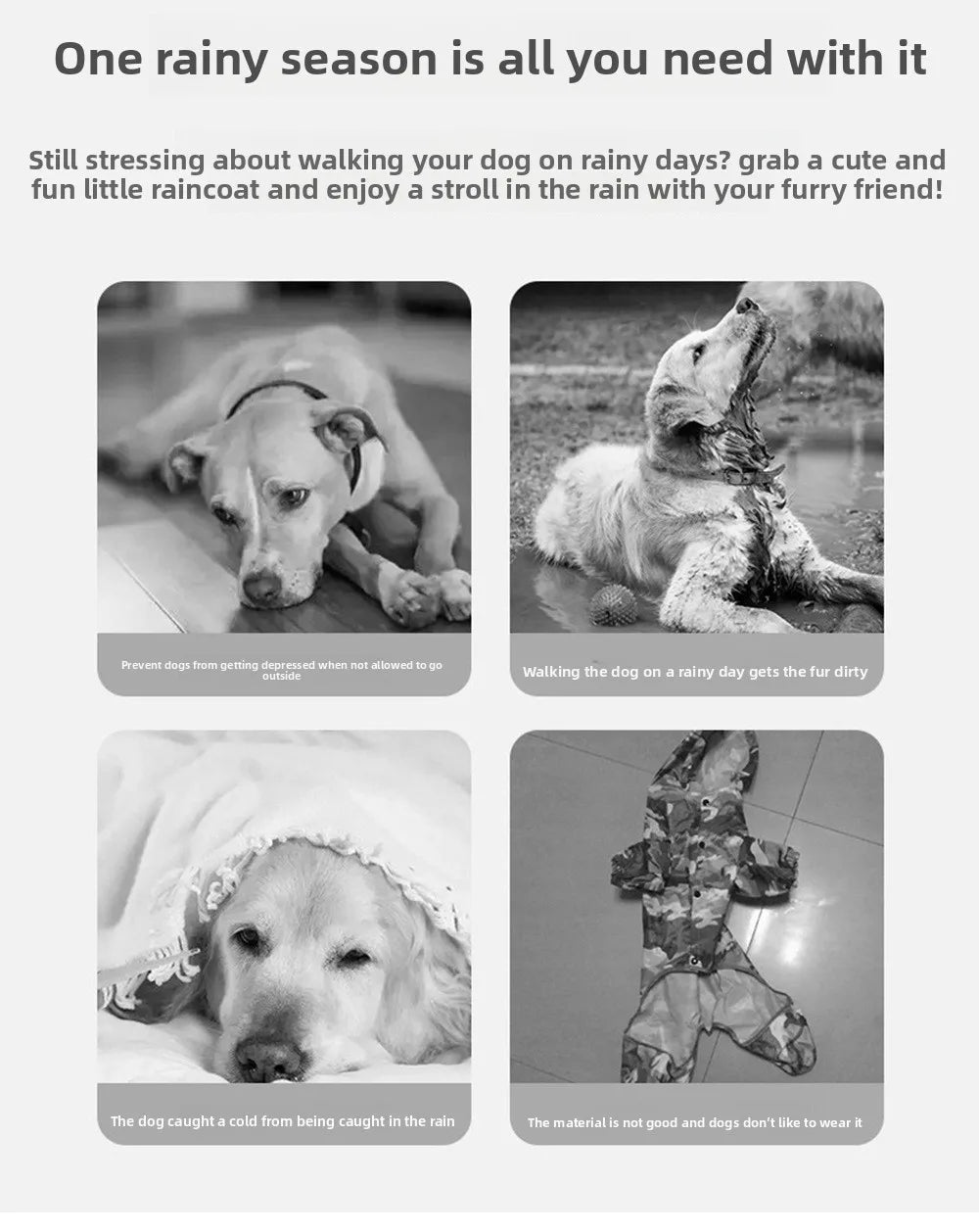 Reflective dog raincoat, for small dogs