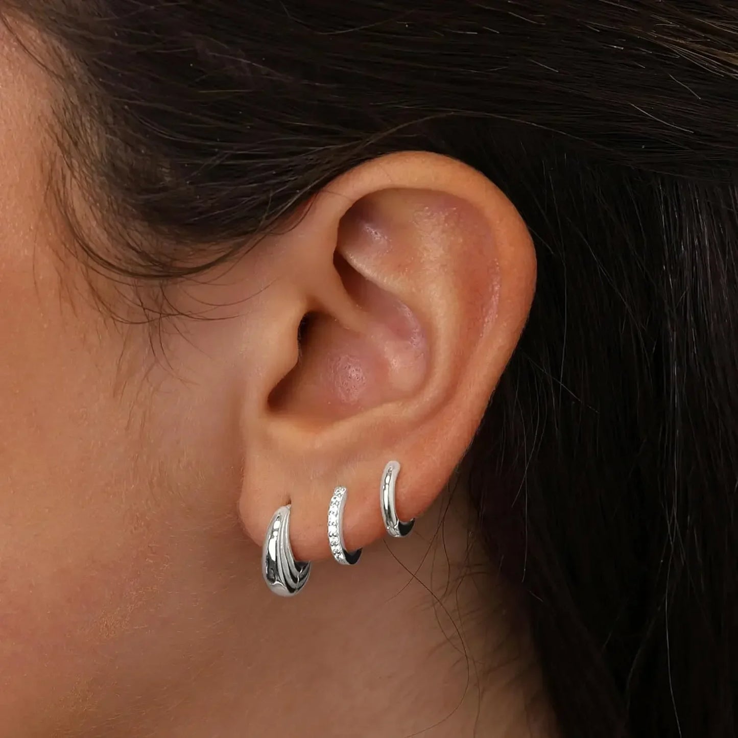 Steel hoop earrings for women