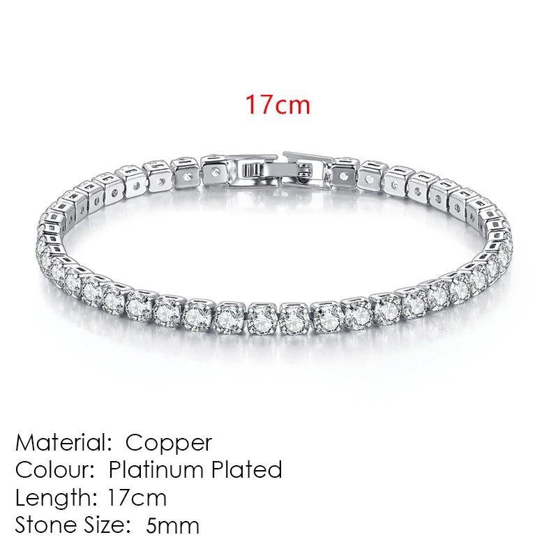 Tennis bracelet with zirconia stones, multi-colored sparkling design