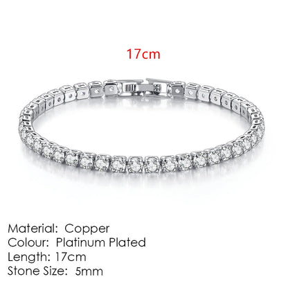 Tennis bracelet with zirconia stones, multi-colored sparkling design