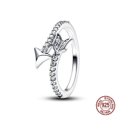 925 Hopeinen tähdenlento sormus, säädettävä, saatavana eri variaatioita