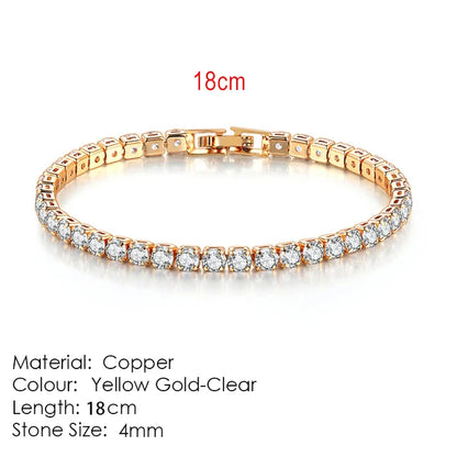 Tennis bracelet with zirconia stones, multi-colored sparkling design