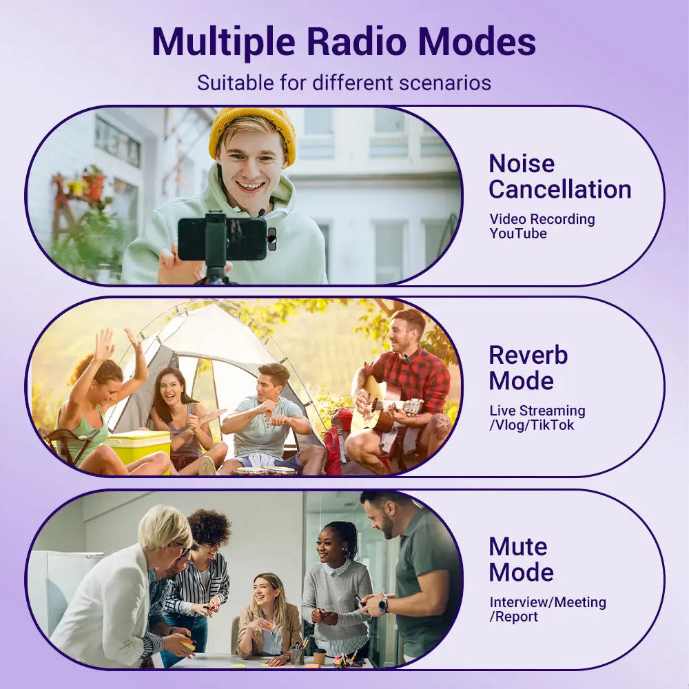 Langaton Lavalier-mikrofoni - Mini Älykäs Kohinanvaimennus iPhone & Android