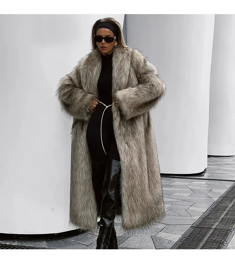 2025 Winter model faux fox fur coat for women, elegant design, latest model