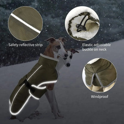 Dog winter jacket for large dogs, warm and reflective