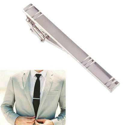 Men's silver-tone tie clip, decorated with beautiful crystal, available in different variations
