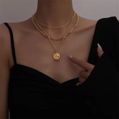 Vintage gold punk necklace for women, available in different variations