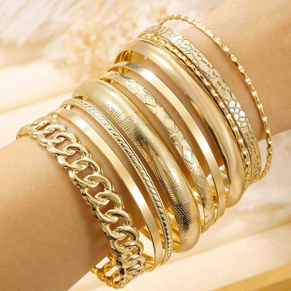 10 stylish bracelets in a set, for women