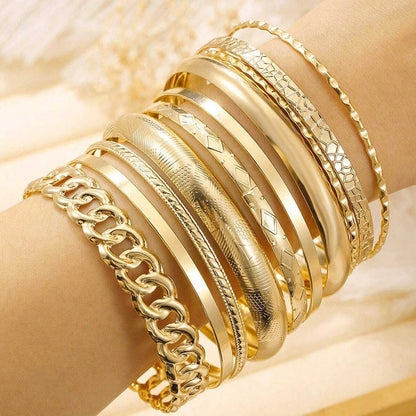 10 stylish bracelets in a set, for women