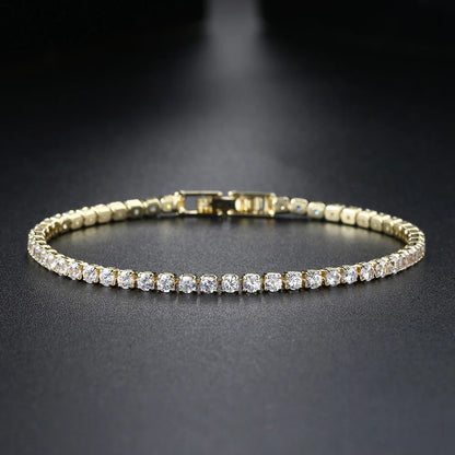 Tennis bracelet with zirconia stones, multi-colored sparkling design