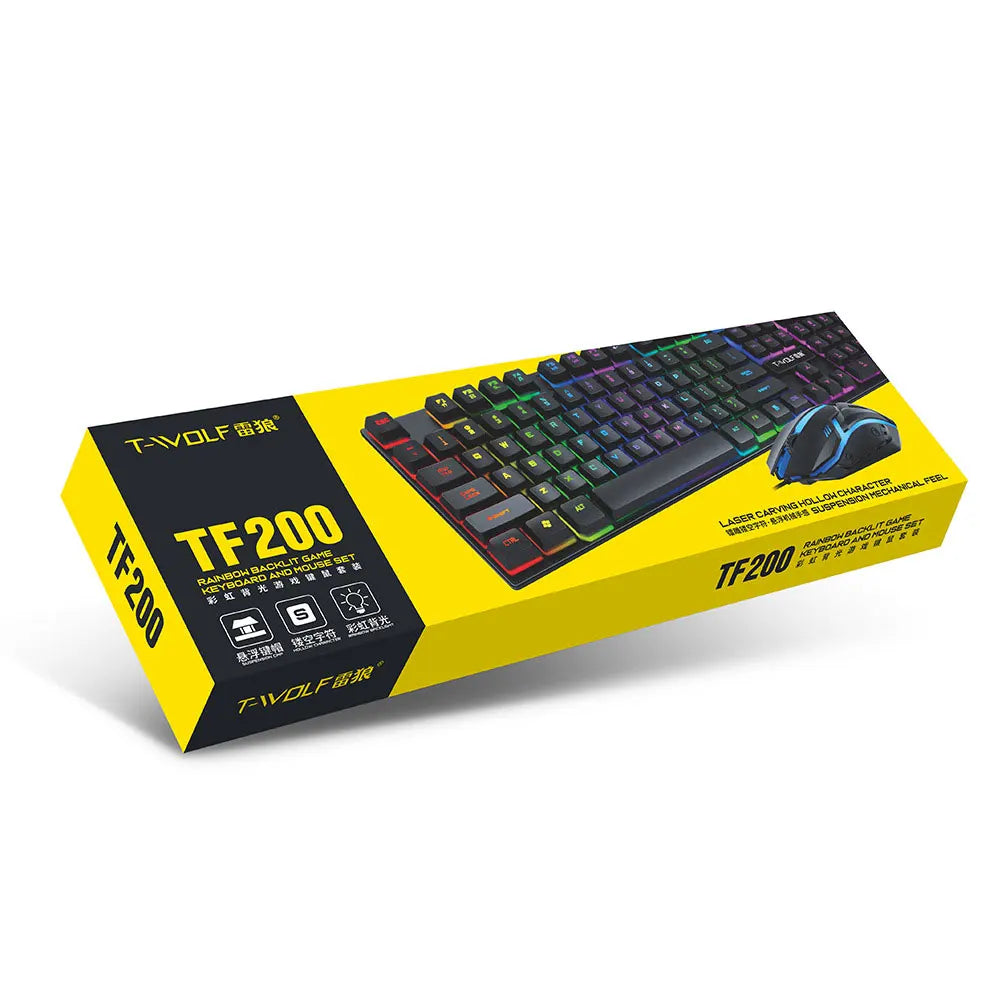 Keyboard and mouse set for gaming, backlit, wired