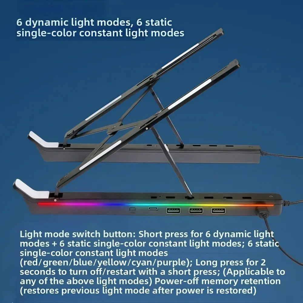 4-in-1 RGB Laptop-teline - Alumiininen Telakointiasema Jäähdytyksellä