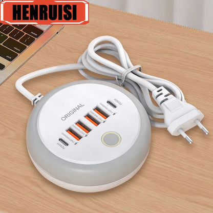 50W Monipistoke USB-C Pikalaturilla - 6 Porttia, Type-C & USB-A, Seinälaturi iPhone 15/16