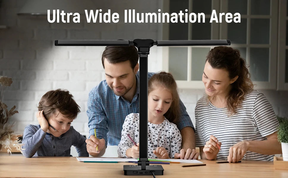 Double-headed LED table lamp, 5 color temperatures, 5 brightness levels