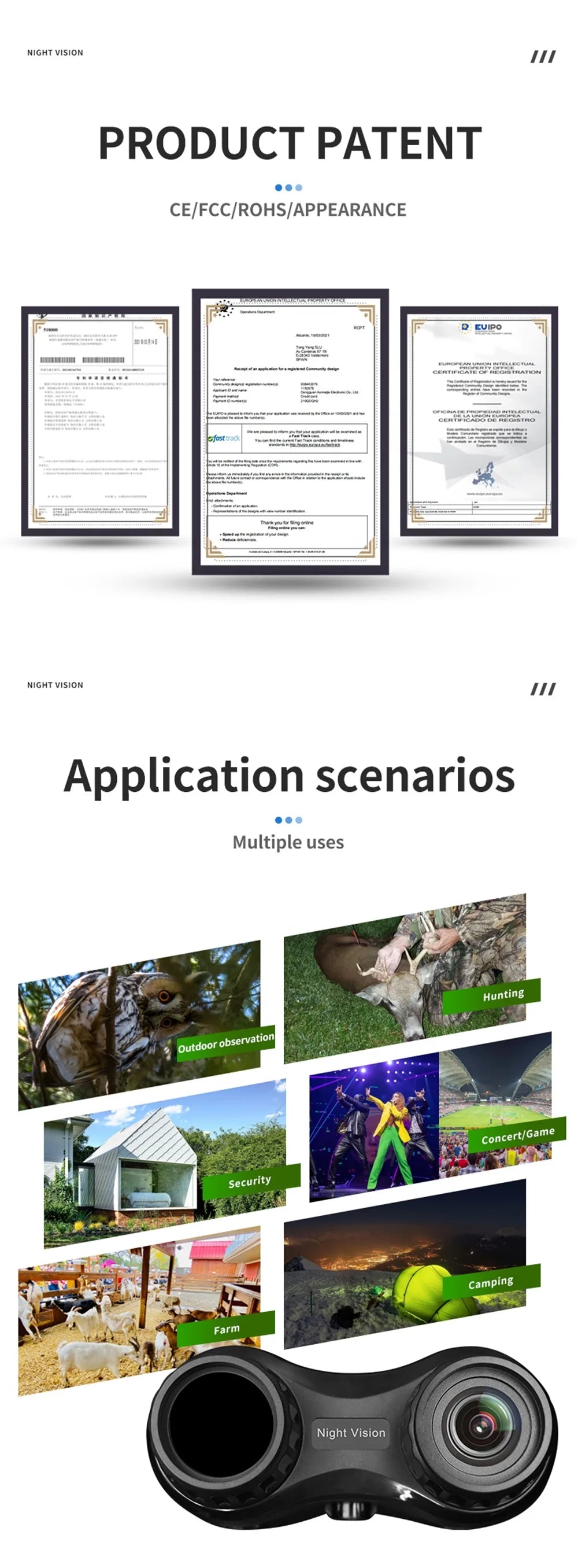 Ponbos NV2180 4K UHD Taktinen Yönäkökiikarit - 36MP Kamera, 8x Zoom, Infrapuna Metsästykseen ja Retkeilyyn