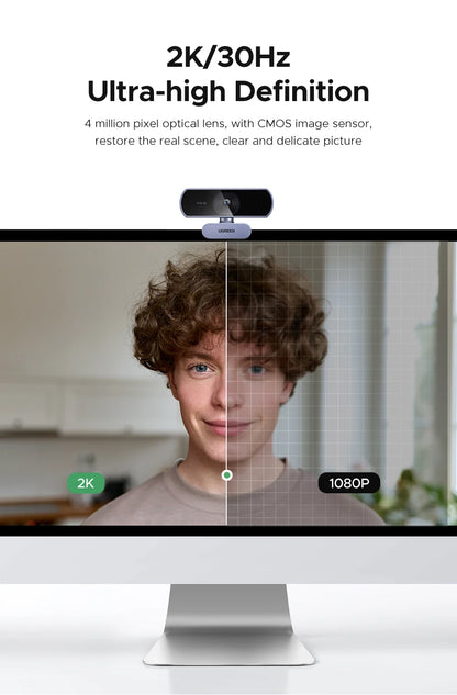 UGREEN 2K Webkamera Mikrofonilla - Full HD USB Kamera Streamaukseen