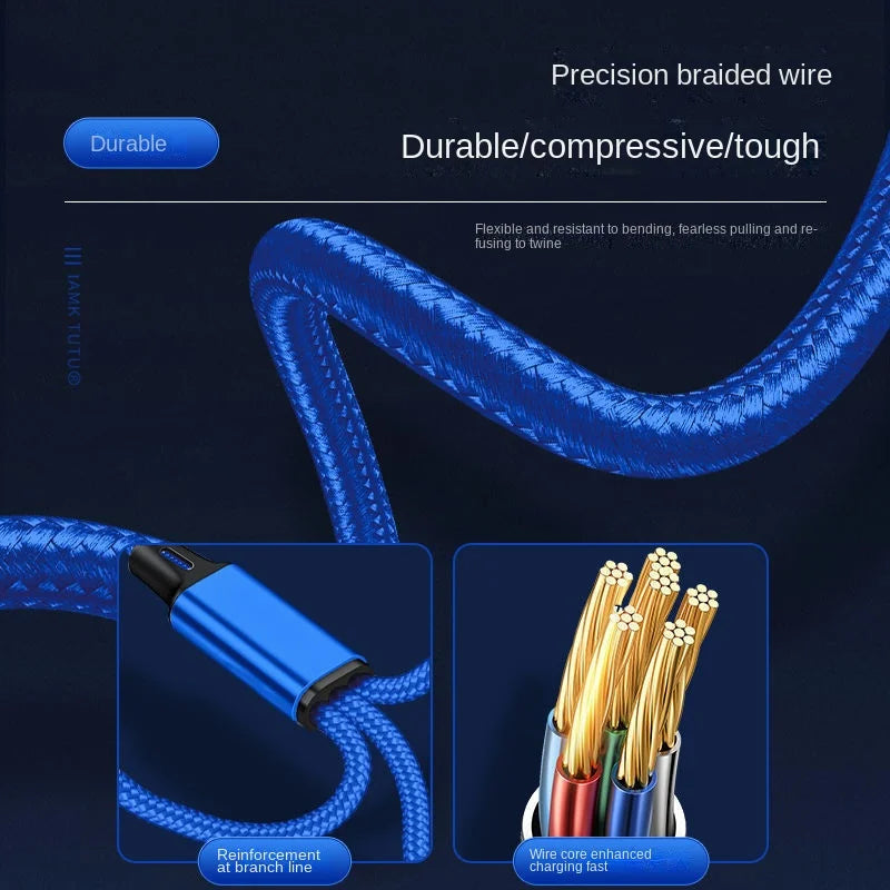 Type-C 3-in-1 Latauskaapeli PD - Kolme Laitetta Yhdellä Kaapelilla 1.2m