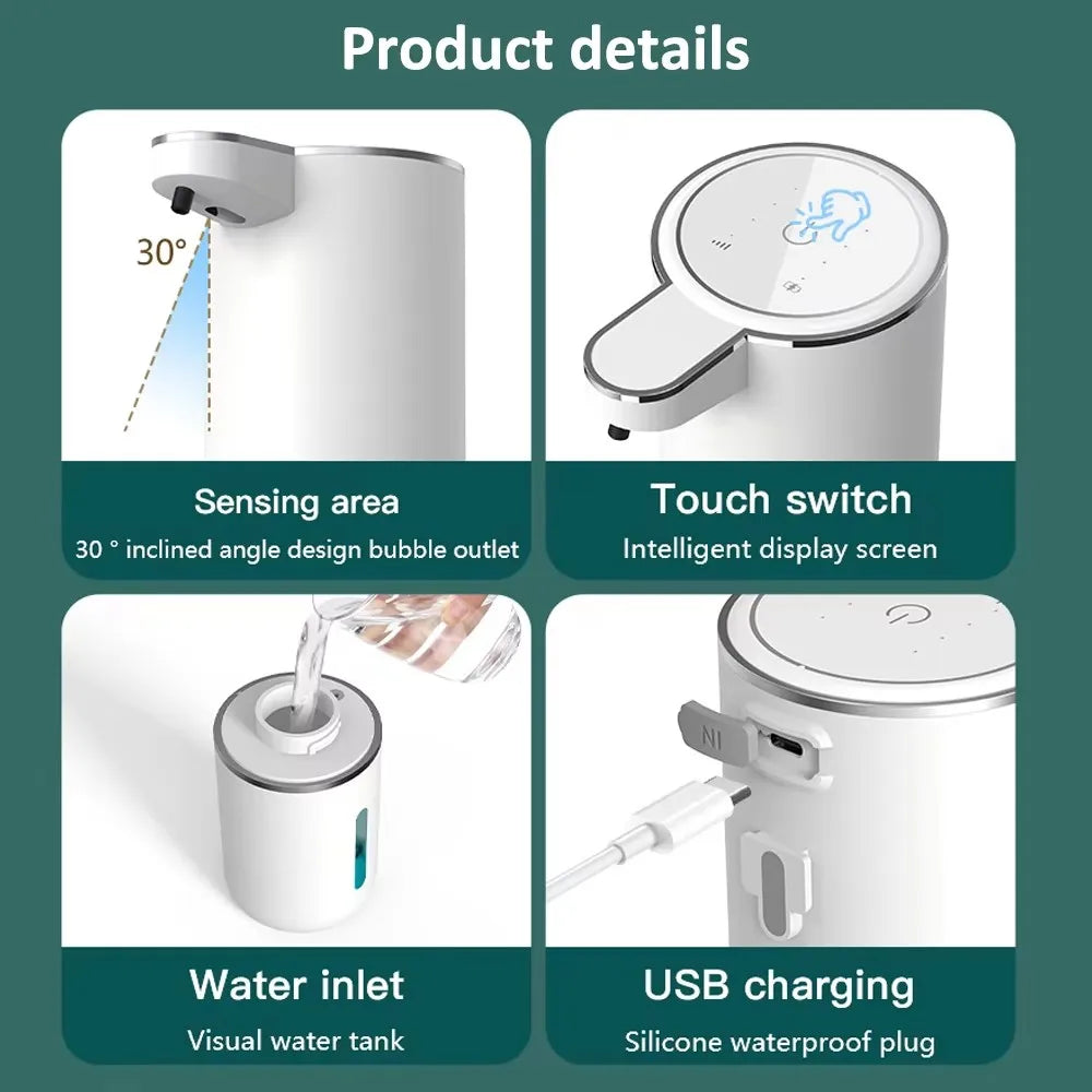 380ML Touchless IPX5 Waterproof 4-Gears Adjustable Foam/Gels Automatic Sense Soap Dispenser Electric Hand Dish Washing Machine
