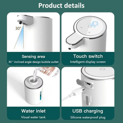380ML Touchless IPX5 Waterproof 4-Gears Adjustable Foam/Gels Automatic Sense Soap Dispenser Electric Hand Dish Washing Machine
