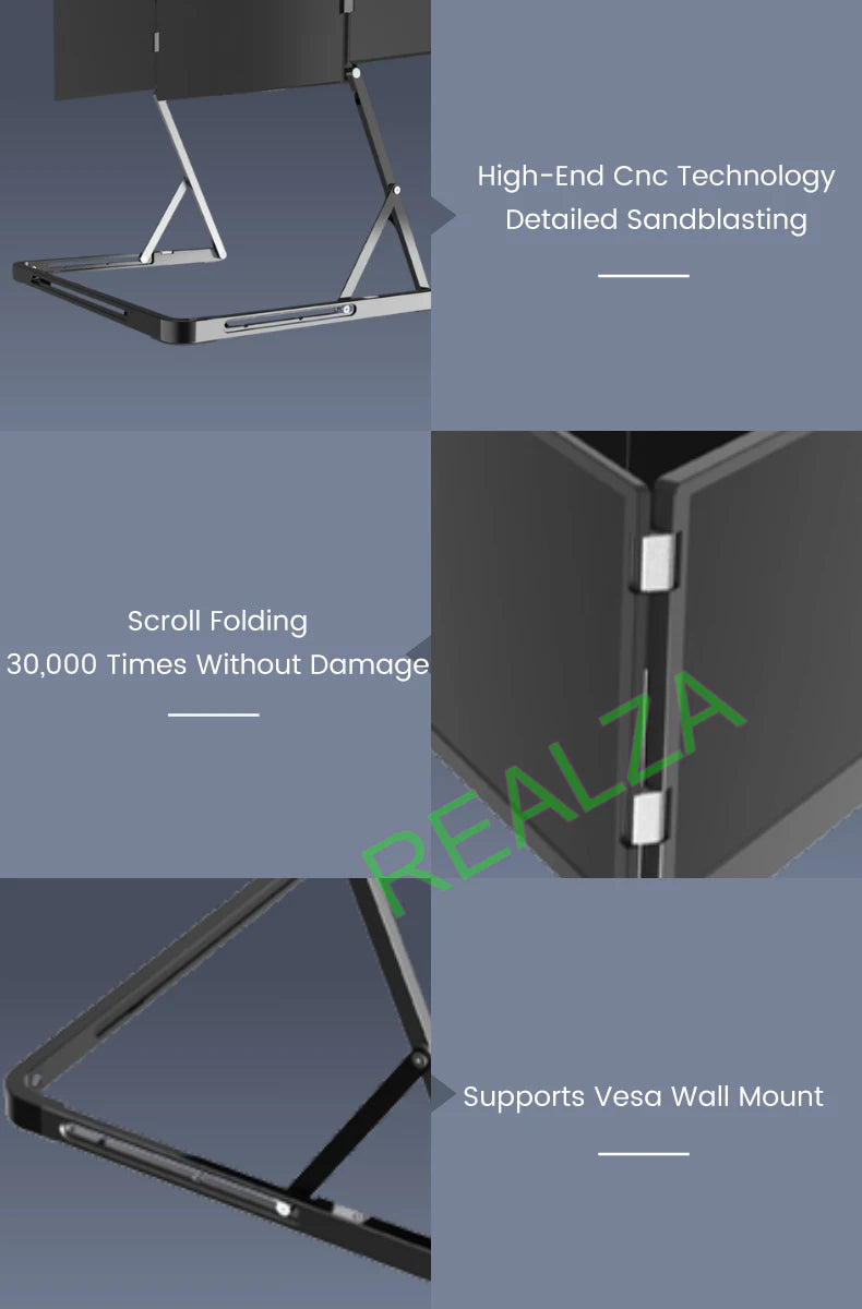 Triple-screen portable monitor, 15.6" Full HD IPS displays