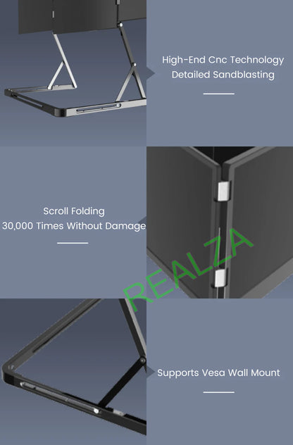 Triple-screen portable monitor, 15.6" Full HD IPS displays