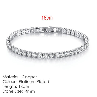 Tennis bracelet with zirconia stones, multi-colored sparkling design