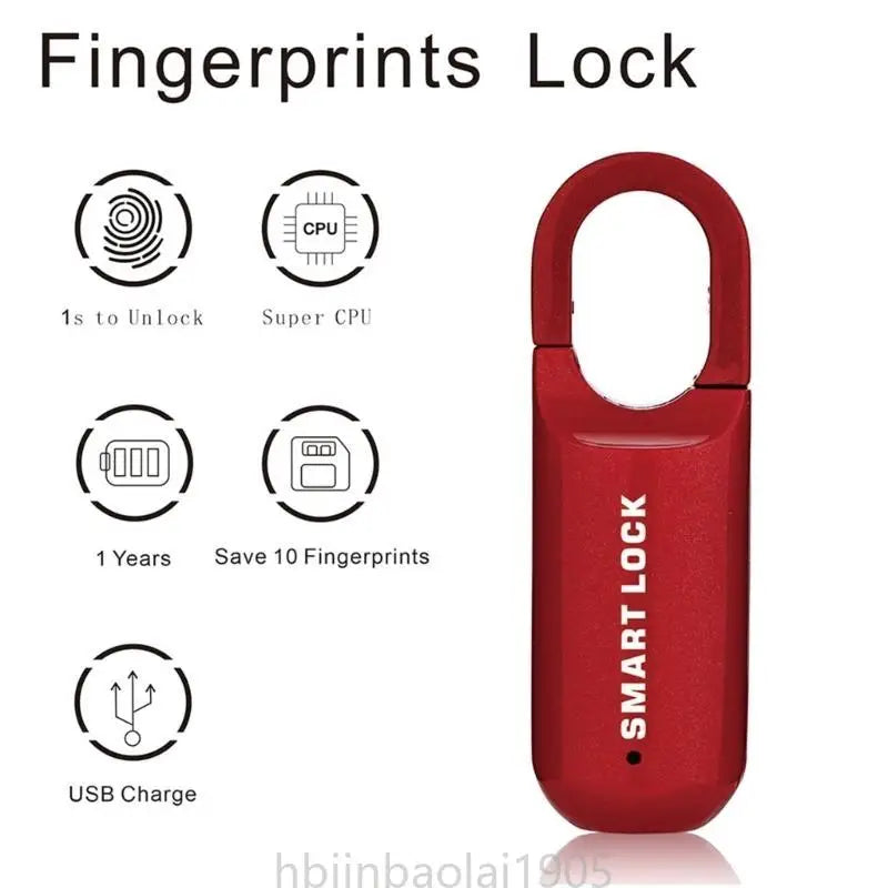 E74E Sormenjälkilukko - USB-ladattava Riippulukko Laukkuun & Matkalaukkuun