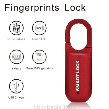 E74E Sormenjälkilukko - USB-ladattava Riippulukko Laukkuun & Matkalaukkuun