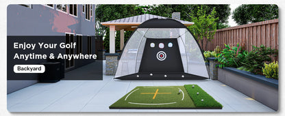 Golf practice mat 5x4ft, double-sided turf with swing guide lines