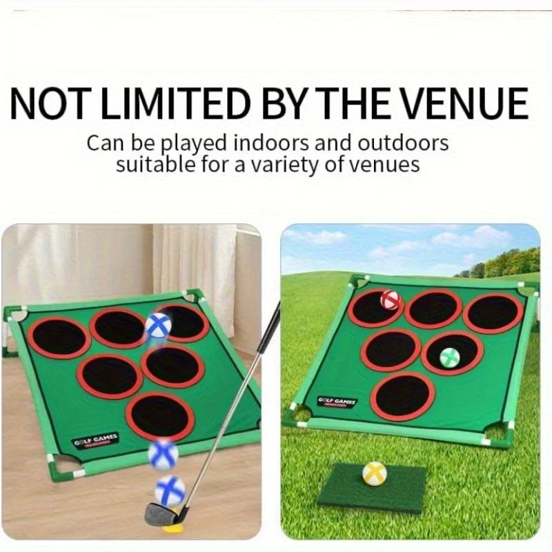 Portable golf practice net with 6 goals, for indoor and outdoor use