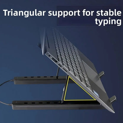 4-in-1 RGB Laptop-teline - Alumiininen Telakointiasema Jäähdytyksellä