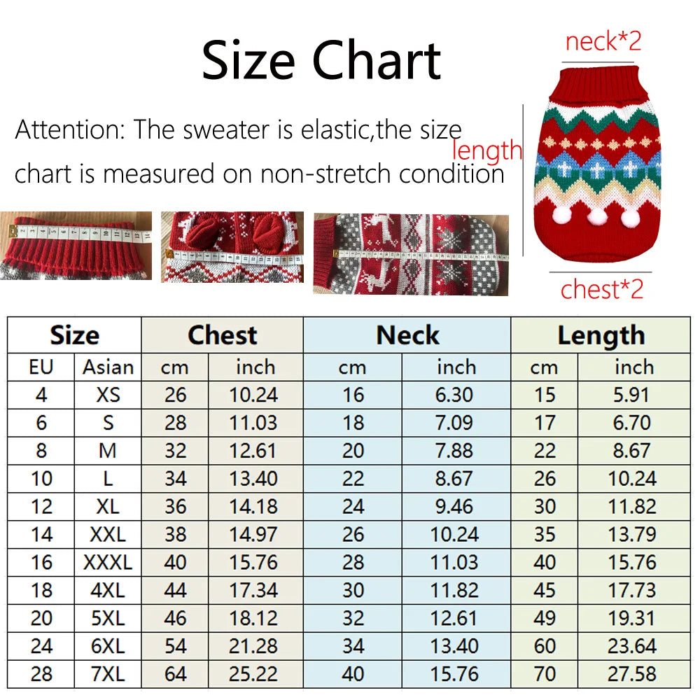 Knitted dog sweater, warm winter clothing for small and medium-sized dogs