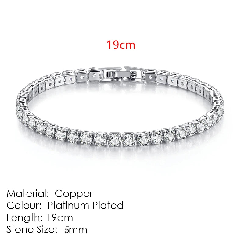 Tennis bracelet with zirconia stones, multi-colored sparkling design