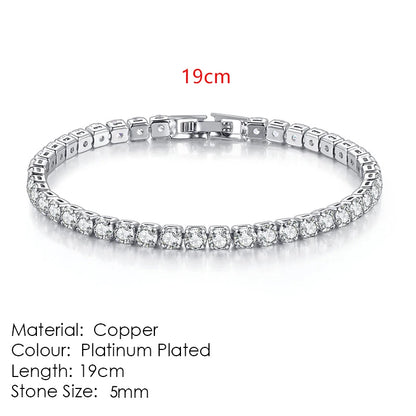 Tennis bracelet with zirconia stones, multi-colored sparkling design