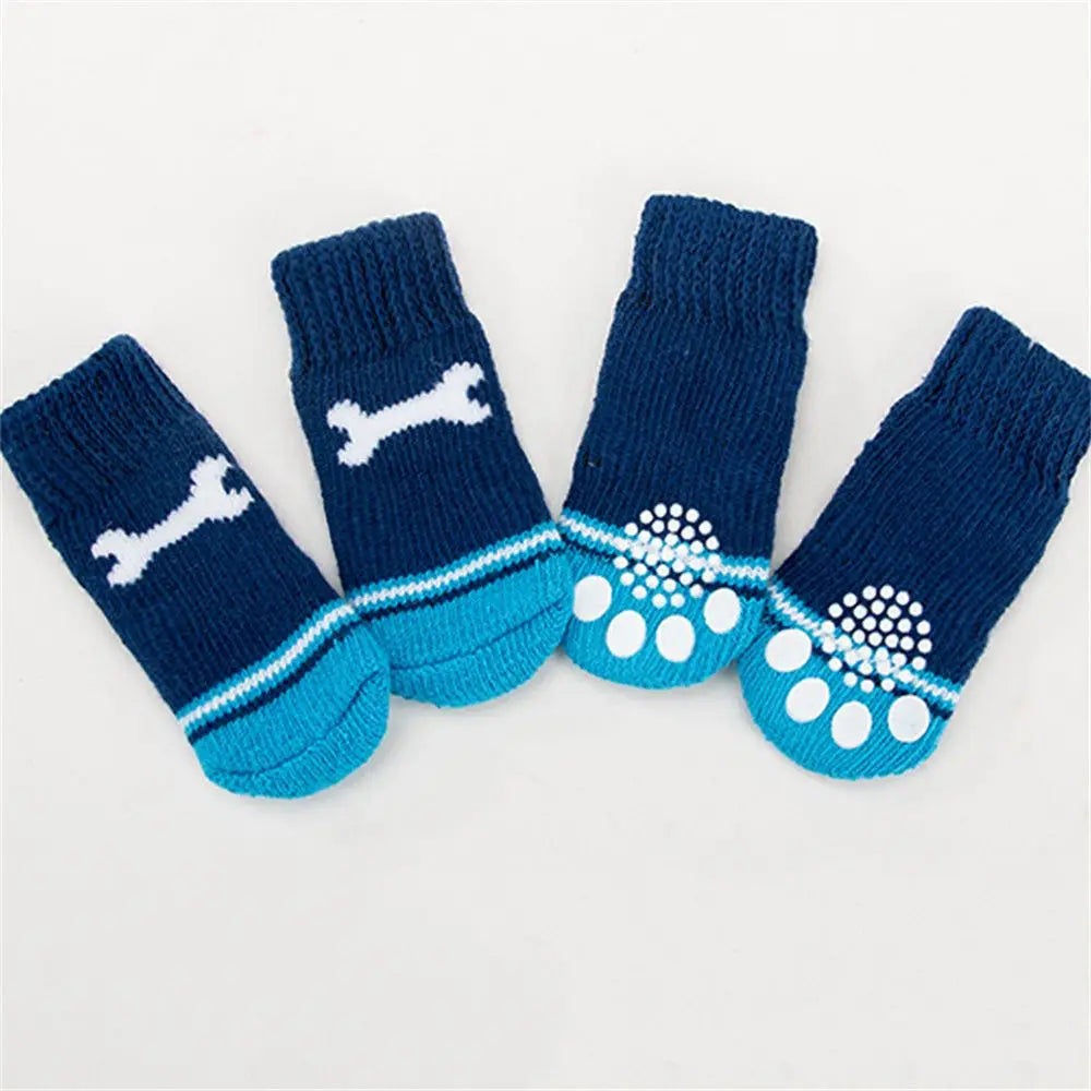Breathable dog socks 4pcs, cotton socks with non-slip soles for dogs and cats
