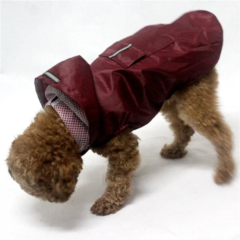 Dog raincoat, waterproof hoodie with reflective stripes, all sizes available