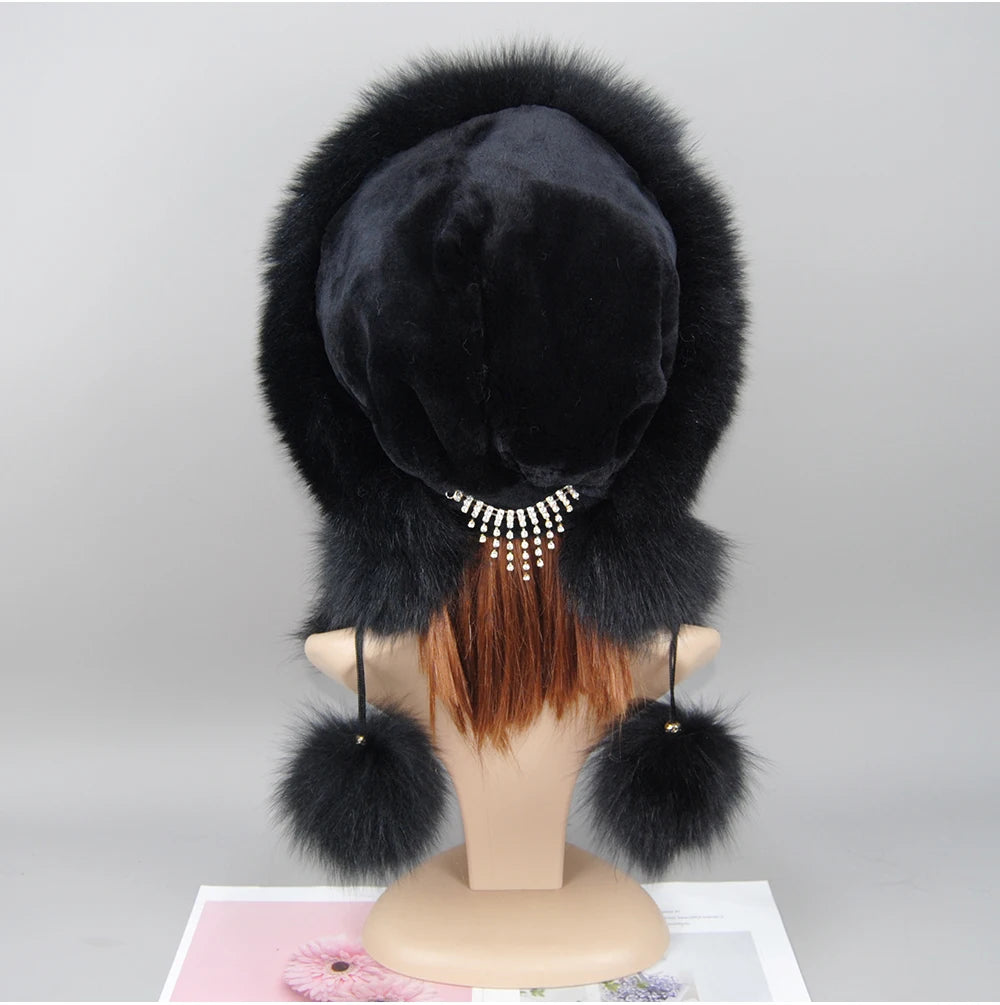 Women's genuine fox fur hat, different shades