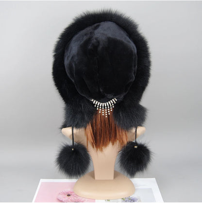 Women's genuine fox fur hat, different shades