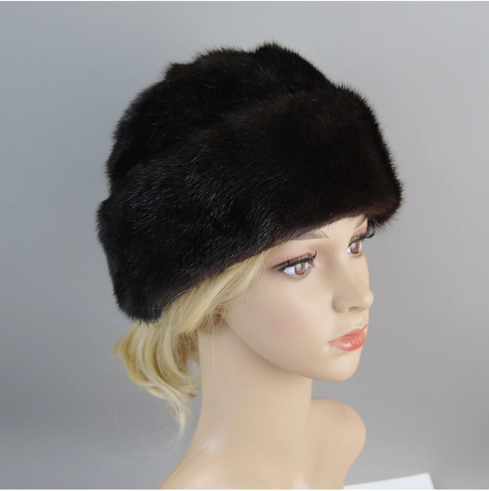 Genuine mink fur hat, luxury winter hat, unisex