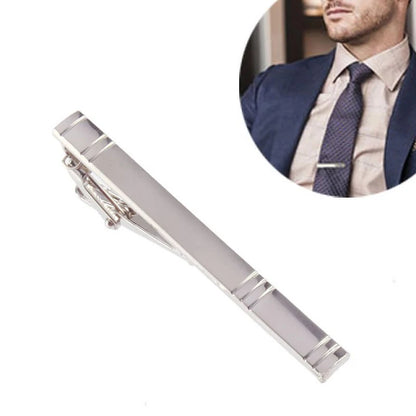Men's silver-tone tie clip, decorated with beautiful crystal, available in different variations