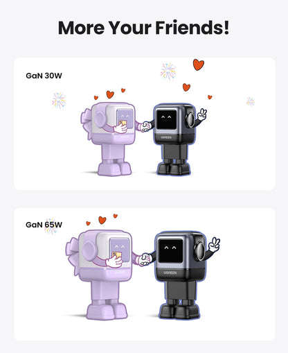 UGREEN 65W GaN Laturi Robot-muotoilu - PD Pikalaturi MacBook Pro, iPad, iPhone 16/15 Pro