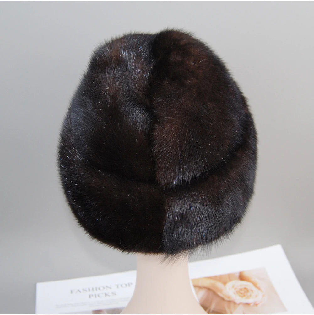 Genuine mink fur hat, luxury winter hat, unisex