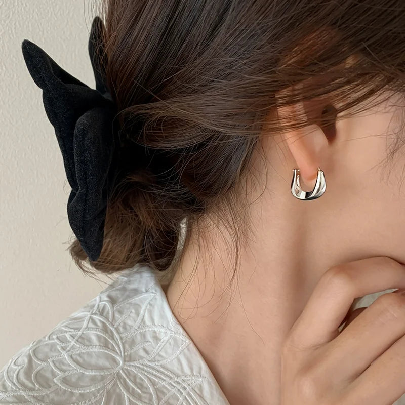 925 Hopea rengas korvakorut, trendikäs chunky-tyyli