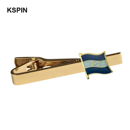 Men's national flag patterned tie bar, multiple countries