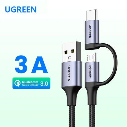 UEREEN Micro USB-C Latauskaapeli – Pikalataus Android-laitteille – Lyhyt 25 cm
