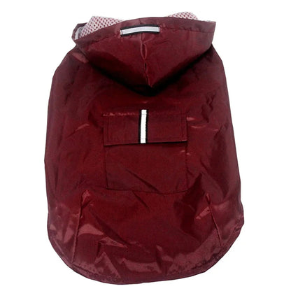 Dog raincoat, waterproof hoodie with reflective stripes, all sizes available